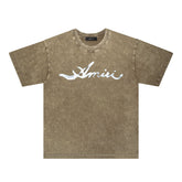 Amiri Washed Distressed T Shirt Printed Trendy Pure Cotton